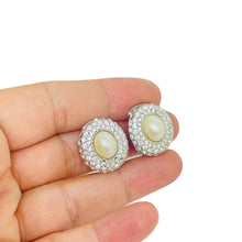 Load image into Gallery viewer, CHRISTIAN DIOR signed vintage silver pearl crystals designer clip on earrings
