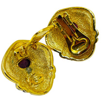 Load image into Gallery viewer, CHRISTIAN DIOR vintage gold plated amethyst crystals designer clip on earrings
