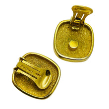 Load image into Gallery viewer, CHRISTIAN DIOR vintage gold plated crystals black cab designer clip on earrings
