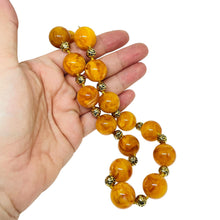 Load image into Gallery viewer, CINER signed vintage gold tone amber resin beaded designer necklace
