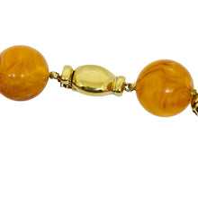 Load image into Gallery viewer, CINER signed vintage gold tone amber resin beaded designer necklace
