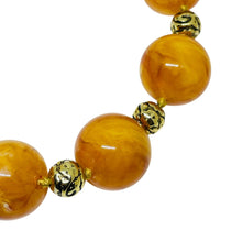 Load image into Gallery viewer, CINER signed vintage gold tone amber resin beaded designer necklace
