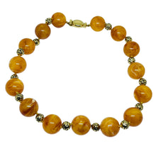 Load image into Gallery viewer, CINER signed vintage gold tone amber resin beaded designer necklace
