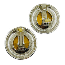 Load image into Gallery viewer, COURREGES PARIS signed vintage silver tone glass designer 80's clip on earrings
