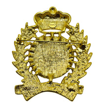 Load image into Gallery viewer, CRAFT vintage gold enamel Royal Navy anchor crown designer runway brooch
