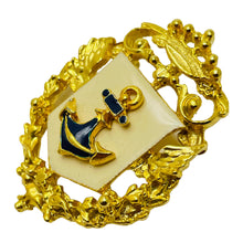 Load image into Gallery viewer, CRAFT vintage gold enamel anchor crown designer runway brooch
