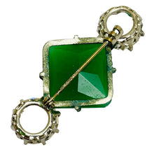 Load image into Gallery viewer, CZECHOSLOVAKIA signed gold glass art deco designer brooch
