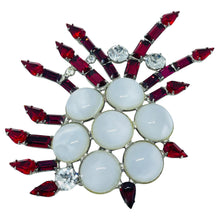 Load image into Gallery viewer, CZECHO SLOVAKIA signed vintage silver glass stones designer massive brooch
