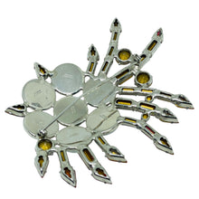 Load image into Gallery viewer, CZECHO SLOVAKIA signed vintage silver glass stones designer massive brooch
