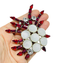 Load image into Gallery viewer, CZECHO SLOVAKIA signed vintage silver glass stones designer massive brooch

