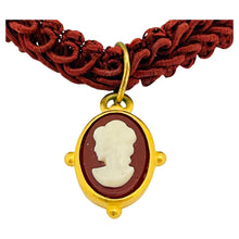 Load image into Gallery viewer, C. STEIN signed vintage gold tone glass cameo designer necklace
