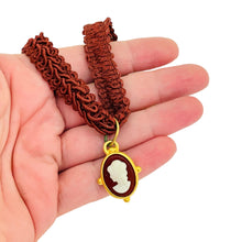 Load image into Gallery viewer, C. STEIN signed vintage gold tone glass cameo designer necklace
