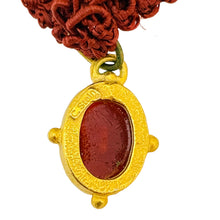 Load image into Gallery viewer, C. STEIN signed vintage gold tone glass cameo designer necklace
