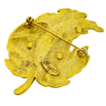 Load image into Gallery viewer, DANECRAFT signed gold tone rhinestones leaf designer brooch
