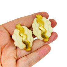 Load image into Gallery viewer, DIVA signed vintage massive gold tone resin designer clip on earrings
