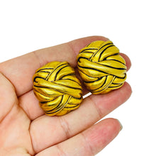 Load image into Gallery viewer, DIVA signed vintage matte gold tone massive designer clip on earrings
