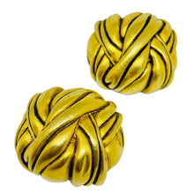 Load image into Gallery viewer, DIVA signed vintage matte gold tone massive designer clip on earrings
