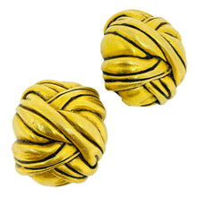 Load image into Gallery viewer, DIVA signed vintage matte gold tone massive designer clip on earrings
