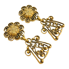 Load image into Gallery viewer, DONNA KARAN DKNY gold tone dangle designer clip on earrings
