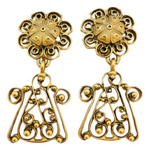 Load image into Gallery viewer, DONNA KARAN DKNY gold tone dangle designer clip on earrings
