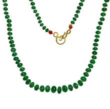 Load image into Gallery viewer, DOROTA LASAK 22k gold emerald coral beaded necklace
