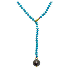 Load image into Gallery viewer, DOROTA LASAK 22k gold turquoise Tahitian pearl beaded necklace
