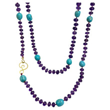 Load image into Gallery viewer, DOROTA LASAK 22k gold turquoise amethyst beaded necklace
