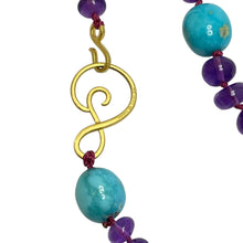 Load image into Gallery viewer, DOROTA LASAK 22k gold turquoise amethyst beaded necklace
