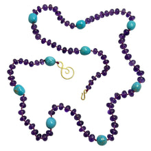 Load image into Gallery viewer, DOROTA LASAK 22k gold turquoise amethyst beaded necklace
