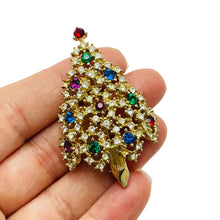 Load image into Gallery viewer, EISENBERG vintage gold rhinestone Christmas tree designer brooch
