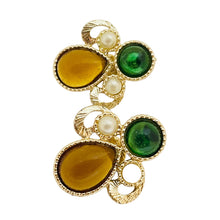 Load image into Gallery viewer, EMMONS signed gold jewel designer clip on earrings
