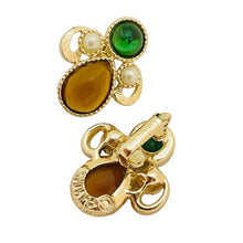 Load image into Gallery viewer, EMMONS signed gold jewel designer clip on earrings
