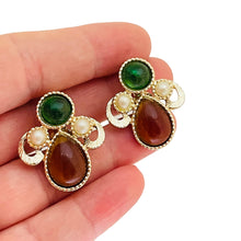 Load image into Gallery viewer, EMMONS signed gold jewel designer clip on earrings
