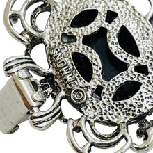 Load image into Gallery viewer, EMMONS signed silver tone black lucite link designer bracelet
