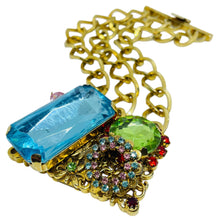 Load image into Gallery viewer, ERICKSON BEAMON signed gold tone glass massive chain designer bracelet
