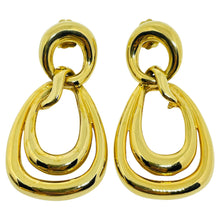 Load image into Gallery viewer, ERWIN PEARL P.E.P vintage gold tone door knocker designer pierced earrings
