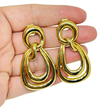 Load image into Gallery viewer, ERWIN PEARL P.E.P vintage gold tone door knocker designer pierced earrings
