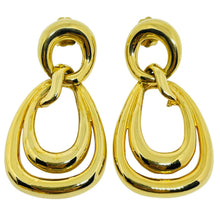 Load image into Gallery viewer, ERWIN PEARL P.E.P vintage gold tone door knocker designer pierced earrings
