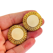 Load image into Gallery viewer, ERWIN PEARL signed vintage gold tone enamel designer clip on earrings
