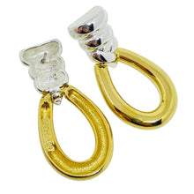 Load image into Gallery viewer, ERWIN PEARL vintage gold silver tone door knocker designer pierced earrings
