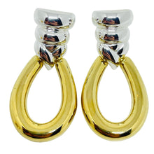 Load image into Gallery viewer, ERWIN PEARL vintage gold silver tone door knocker designer pierced earrings

