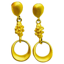 Load image into Gallery viewer, EXPRESS signed vintage matte gold designer dangle earrings
