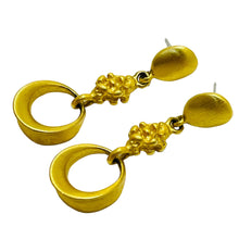 Load image into Gallery viewer, EXPRESS signed vintage matte gold designer dangle earrings
