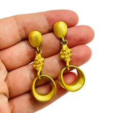 Load image into Gallery viewer, EXPRESS signed vintage matte gold designer dangle earrings
