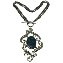 Load image into Gallery viewer, EXTASIA signed vintage bronze gold tone black cameo designer necklace
