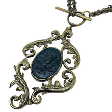 Load image into Gallery viewer, EXTASIA signed vintage bronze gold tone black cameo designer necklace
