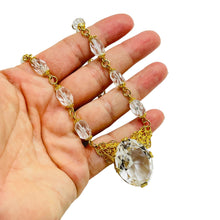 Load image into Gallery viewer, FARRAH signed gold tone crystal designer necklace
