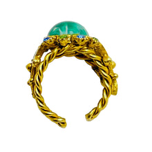 Load image into Gallery viewer, FLORENZA signed gold faux turquoise enamel designer ring

