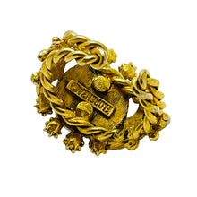 Load image into Gallery viewer, FLORENZA signed gold faux turquoise enamel designer ring
