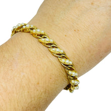 Load image into Gallery viewer, FLORENZA signed vintage gold tone faux pearls designer bracelet
